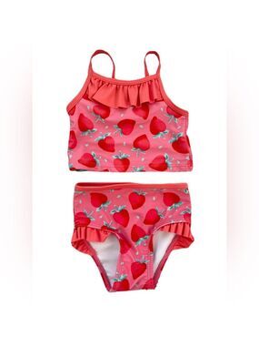 🩵 4/$20 Strawberry Print Pink Kids Swimsuit‎ Set